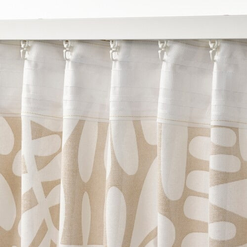 IKEA MAJSMOTT Curtains, 1 pair, beige/white, 145x250 cm (57x98 ") | IKEA Curtains | Eachdaykart