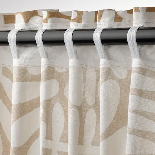 IKEA MAJSMOTT Curtains, 1 pair, beige/white, 145x250 cm (57x98 ") | IKEA Curtains | Eachdaykart