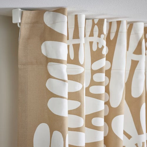 IKEA MAJSMOTT Curtains, 1 pair, beige/white, 145x250 cm (57x98 ") | IKEA Curtains | Eachdaykart