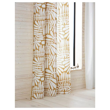 IKEA MAJSMOTT Curtains, 1 pair, beige/white, 145x250 cm (57x98 ") | IKEA Curtains | Eachdaykart