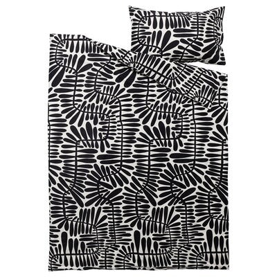 IKEA MAJSMOTT Duvet cover and pillowcase, off-white/black, 150x200/50x80 cm (59x79/20x31 ") | IKEA Bed linen | Eachdaykart