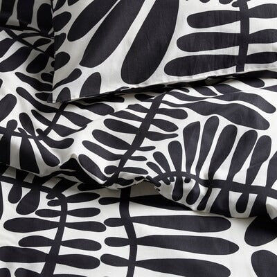 IKEA MAJSMOTT Duvet cover and pillowcase, off-white/black, 150x200/50x80 cm (59x79/20x31 ") | IKEA Bed linen | Eachdaykart