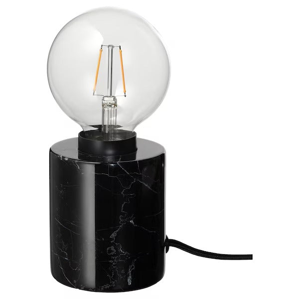 IKEA MARKFROST / LUNNOM Table lamp with light bulb, marble black/globe clear | IKEA Table Lamps | Eachdaykart