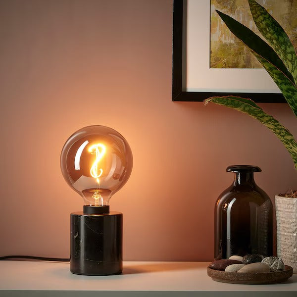 IKEA MARKFROST / MOLNART Table lamp with light bulb, black/grey clear glass | IKEA Table Lamps | Eachdaykart