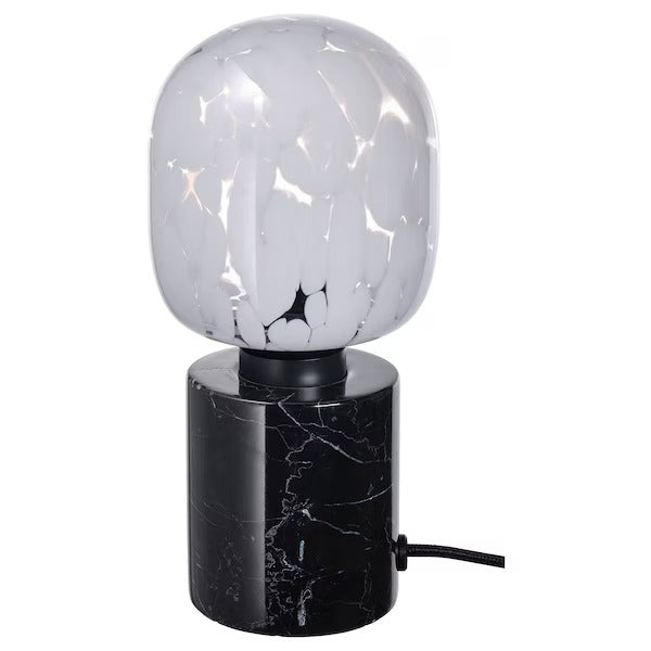 IKEA MARKFROST / MOLNART Table lamp with light bulb, marble black/tube-shaped white/clear glass | IKEA Table Lamps | Eachdaykart