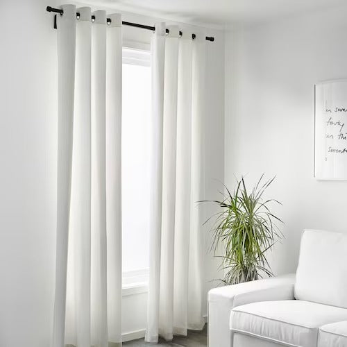 IKEA MERETE Curtains, 1 pair, white, 145x150 cm (57x59 ") | IKEA Curtains | Eachdaykart