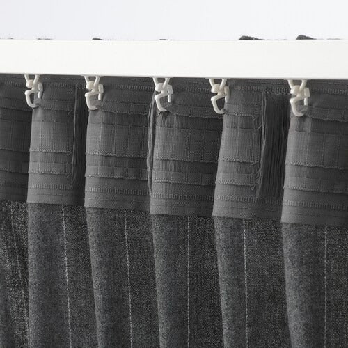 IKEA MILDRUN Curtains, 1 pair, dark grey/striped, 145x250 cm (57x98 ") | IKEA Curtains | Eachdaykart