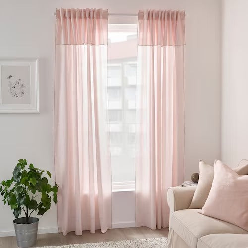 IKEA MOALISA Curtains, 1 pair, pale pink/pink, 145x250 cm (57x98 ") | IKEA Curtains | Eachdaykart