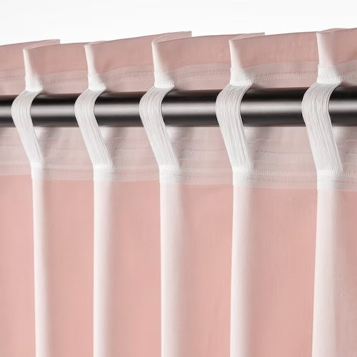 IKEA MOALISA Curtains, 1 pair, pale pink/pink, 145x250 cm (57x98 ") | IKEA Curtains | Eachdaykart