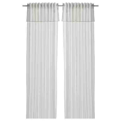 IKEA MOALISA Curtains, 1 pair, white/black, 145x250 cm (57x98 ") | IKEA Curtains | Eachdaykart
