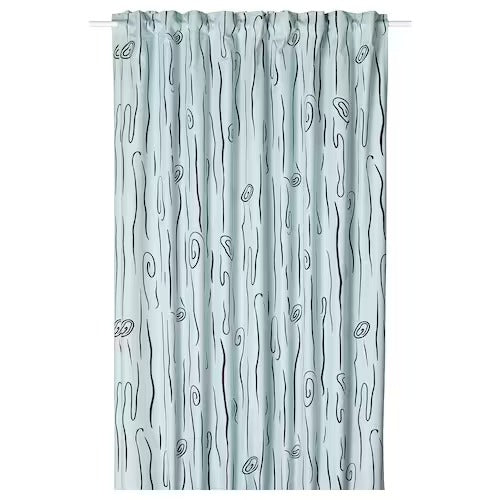 IKEA MURLAVSMAL Block-out curtain, 1 piece, light blue black/wood pattern, 270x250 cm (106x98 ") | IKEA Curtains | Eachdaykart