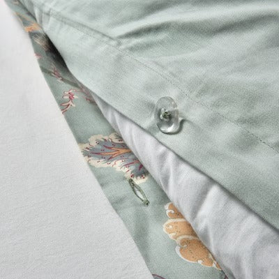 IKEA NASSELKLOCKA Duvet cover and pillowcase, light grey-green/multicolour, 150x200/50x80 cm (59x79/20x31 ") | IKEA Bed linen | Eachdaykart