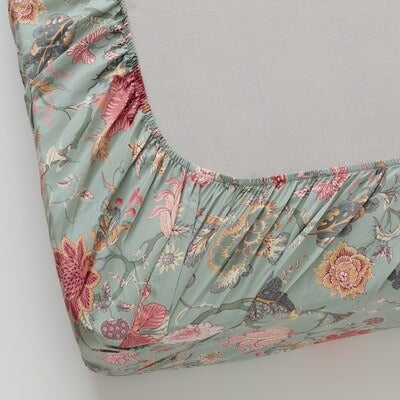 IKEA NASSELKLOCKA Spannbettlaken, hellgrüngrau/mehrfarbig, 80x200 cm (31x79 ") | IKEA Bettwäsche | Eachdaykart