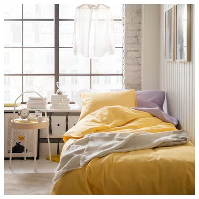 IKEA NATTSVARMARE Duvet cover and pillowcase, yellow, 150x200/50x80 cm (59x79/20x31 ") | IKEA Bed linen | Eachdaykart