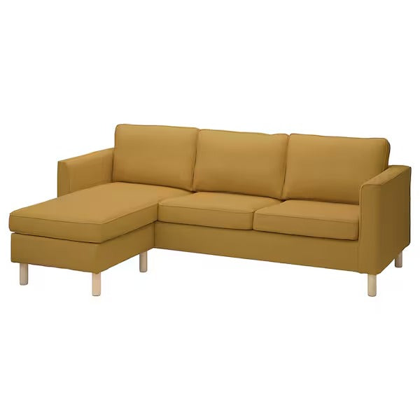 IKEA Parup 3 seat sofa with chaise longue vissle yellow brown
