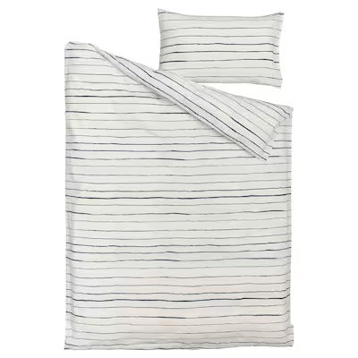 IKEA PAGODTRAD Duvet cover and pillowcase, white/dark blue, 150x200/50x80 cm (59x79/20x31 ") | IKEA Bed linen | Eachdaykart