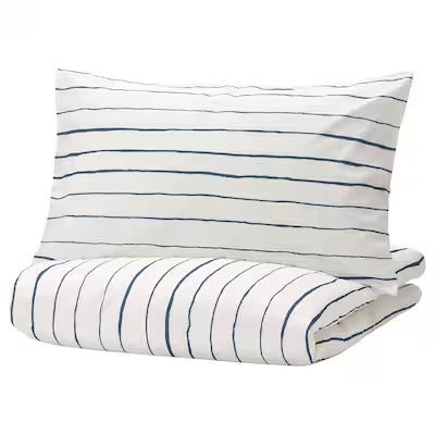 IKEA PAGODTRAD Duvet cover and pillowcase, white/dark blue, 150x200/50x80 cm (59x79/20x31 ") | IKEA Bed linen | Eachdaykart