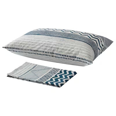 IKEA PROVINSROS Flat sheet and pillowcase, white/blue, 150x260/50x80 cm (59x102/20x31 ") | IKEA Bed linen | Eachdaykart