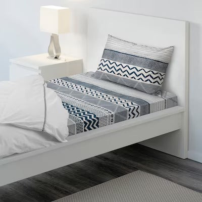 IKEA PROVINSROS Flat sheet and pillowcase, white/blue, 150x260/50x80 cm (59x102/20x31 ") | IKEA Bed linen | Eachdaykart