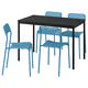 IKEA SANDSBERG Table and 4 chairs, black black/black, 110x67 cm (43 1/4x26 3/8 ")