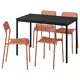 IKEA SANDSBERG Table and 4 chairs, black black/black, 110x67 cm (43 1/4x26 3/8 ")