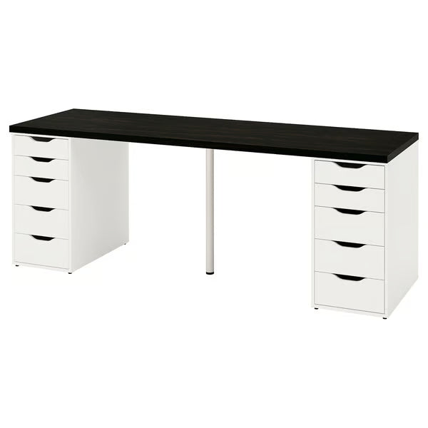 IKEA LAGKAPTEN / ALEX Desk, black-brown/black, 200x60 cm (78 3/4x23 5/8 ")