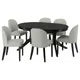 IKEA ROSENTORP / ROSENTORP Table and 6 chairs, black/black, 160/215x110 cm (63/84 5/8x43 1/4 ")