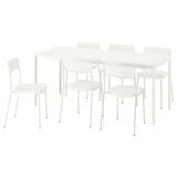 IKEA VIHALS Table and 6 chairs, white/white pine, 120/180x74 cm (47 1/4/70 7/8x29 1/8 ")