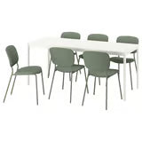 IKEA VIHALS Table and 6 chairs, white/white pine, 120/180x74 cm (47 1/4/70 7/8x29 1/8 ")