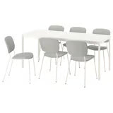 IKEA VIHALS Table and 6 chairs, white/white pine, 120/180x74 cm (47 1/4/70 7/8x29 1/8 ")