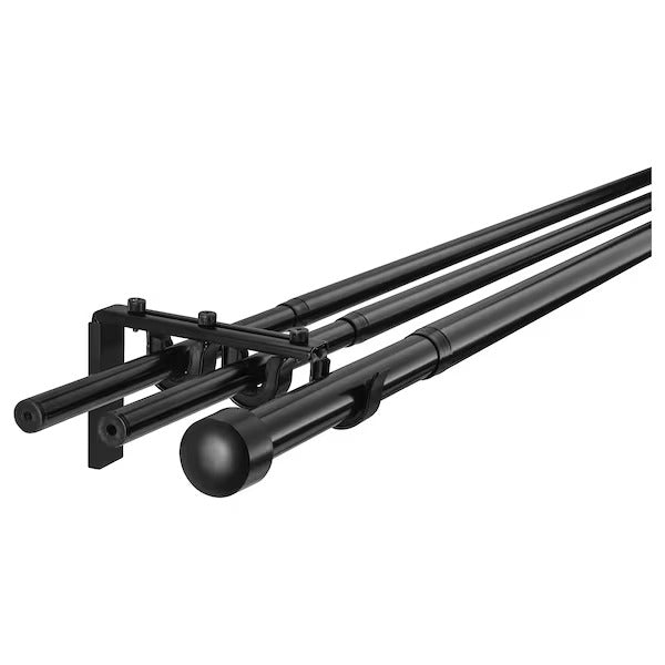 IKEA Racka hugad triple curtain rod combination black