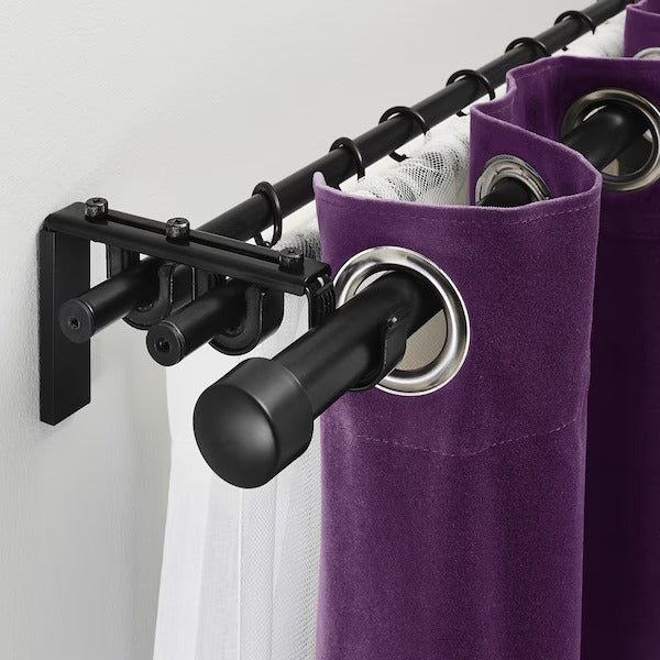 IKEA Racka hugad triple curtain rod combination black
