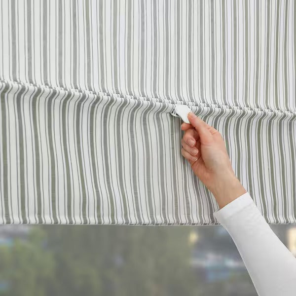 IKEA Ringblomma roman blind white green striped