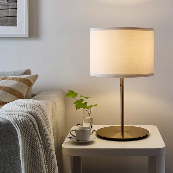 IKEA RINGSTA / SKAFTET Table lamp, white/brass | IKEA Table Lamps | Eachdaykart