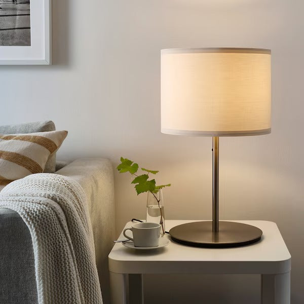 IKEA RINGSTA / SKAFTET Table lamp, white/nickel-plated | IKEA Table Lamps | Eachdaykart