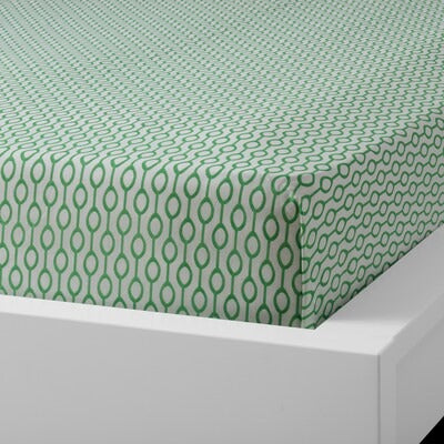 IKEA RODVED Flat sheet and pillowcase, white/green, 150x260/50x80 cm (59x102/20x31 ") | IKEA Bed linen | Eachdaykart