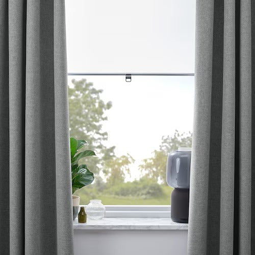 IKEA ROSENMANDEL Block-out curtains, 1 pair, grey, 135x250 cm (53x98 ") | IKEA Curtains | Eachdaykart