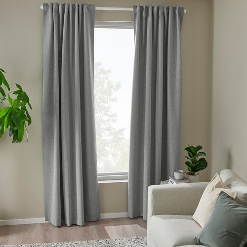 IKEA ROSENMANDEL Block-out curtains, 1 pair, grey, 135x250 cm (53x98 ") | IKEA Curtains | Eachdaykart