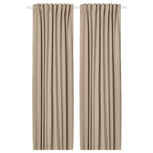 IKEA ROSENMANDEL Room darkening curtains, 1 pair, yellow-beige, 135x250 cm (53x98 ") | IKEA Curtains | Eachdaykart