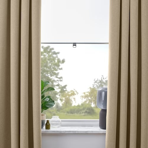 IKEA ROSENMANDEL Room darkening curtains, 1 pair, yellow-beige, 135x250 cm (53x98 ") | IKEA Curtains | Eachdaykart