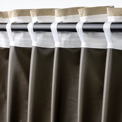 IKEA ROSENMANDEL Room darkening curtains, 1 pair, yellow-beige, 135x250 cm (53x98 ") | IKEA Curtains | Eachdaykart