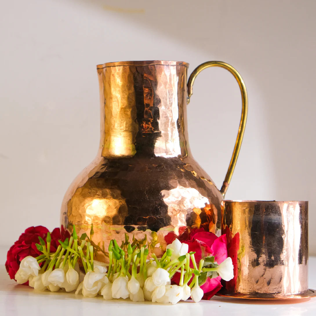 Round Copper Jug | Drinking from copper Utensils