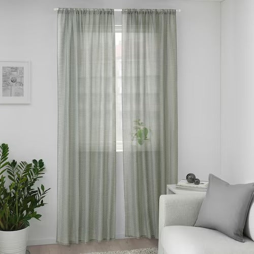 IKEA Sanddadra Sheer curtains 1 pair green