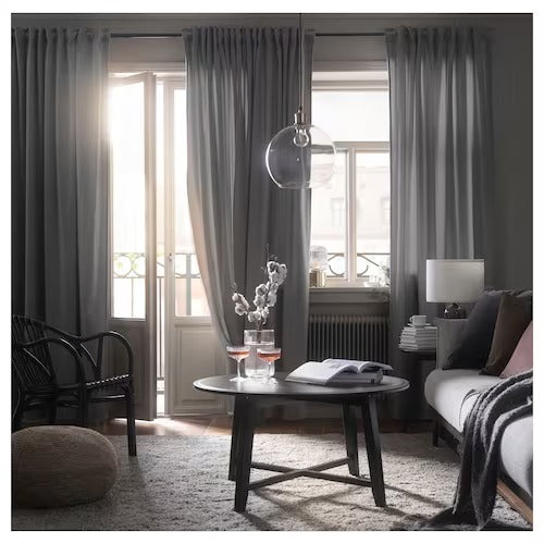 IKEA SANDSVINGEL Curtains, 1 pair, grey, 135x250 cm (53x98 ") | IKEA Curtains | Eachdaykart