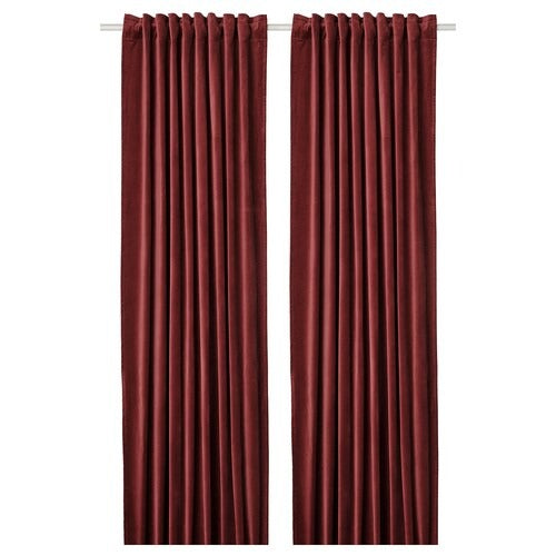 IKEA SANELA Curtains, 1 pair, brown-red, 140x250 cm (55x98 ") | IKEA Curtains | Eachdaykart