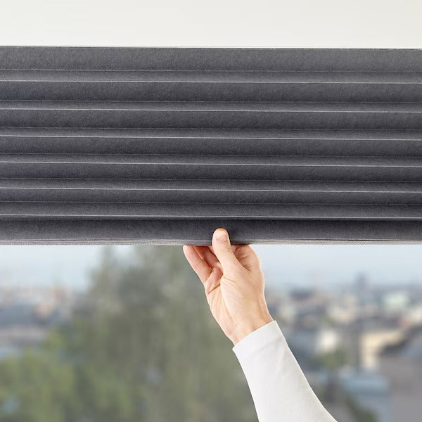 IKEA Schottis block out pleated blind dark grey