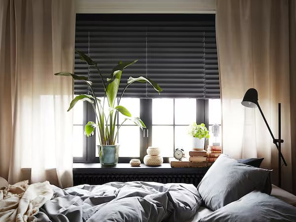 IKEA Schottis block out pleated blind dark grey