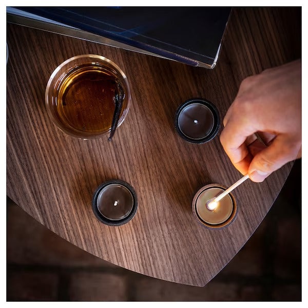 IKEA Silkestrad scented tealight leather and vanilla brown