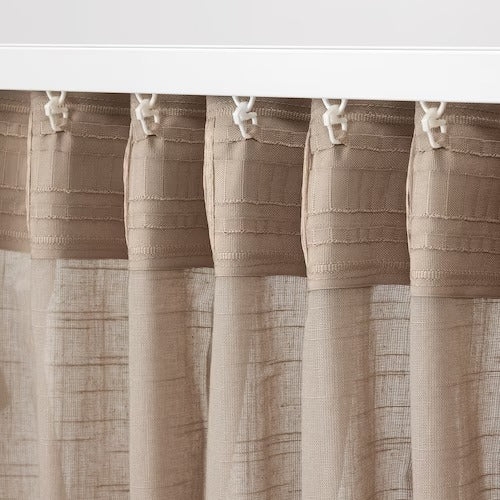 IKEA SILVERLONN Sheer curtains, 1 pair, beige, 145x250 cm (57x98 ") | IKEA Curtains | Eachdaykart
