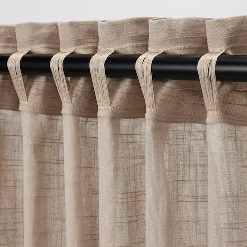 IKEA SILVERLONN Sheer curtains, 1 pair, beige, 145x250 cm (57x98 ") | IKEA Curtains | Eachdaykart